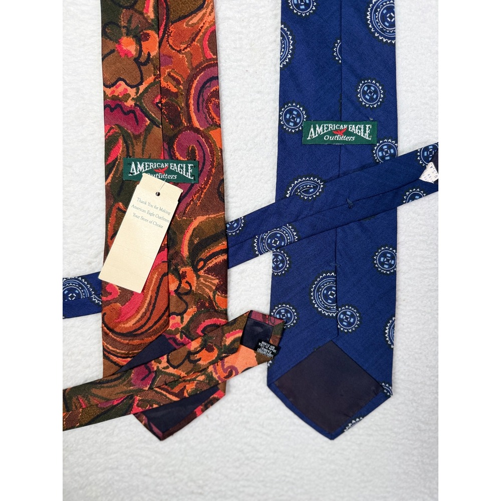 NWT Vintage American Eagle Outfitters Tie Lot 2 Silk Paisley Cotton‎ Medallion